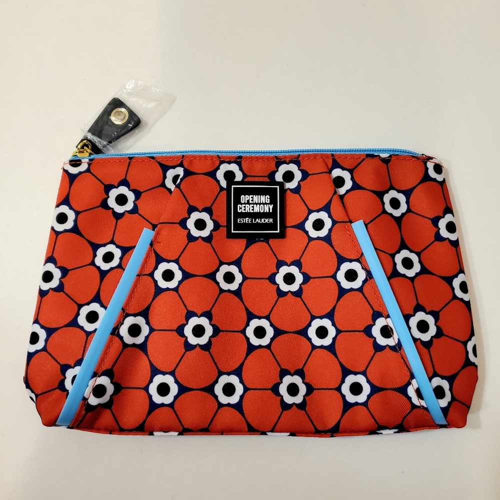 Opening Ceremony x Estee Lauder - Red and Blue Poppy Floral Cosmetic Bag
